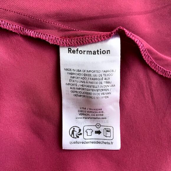 Reformation Daniela Silk Deep V Neck Halter Maxi Dress Gown Hibiscus Tea - Picture 12 of 15